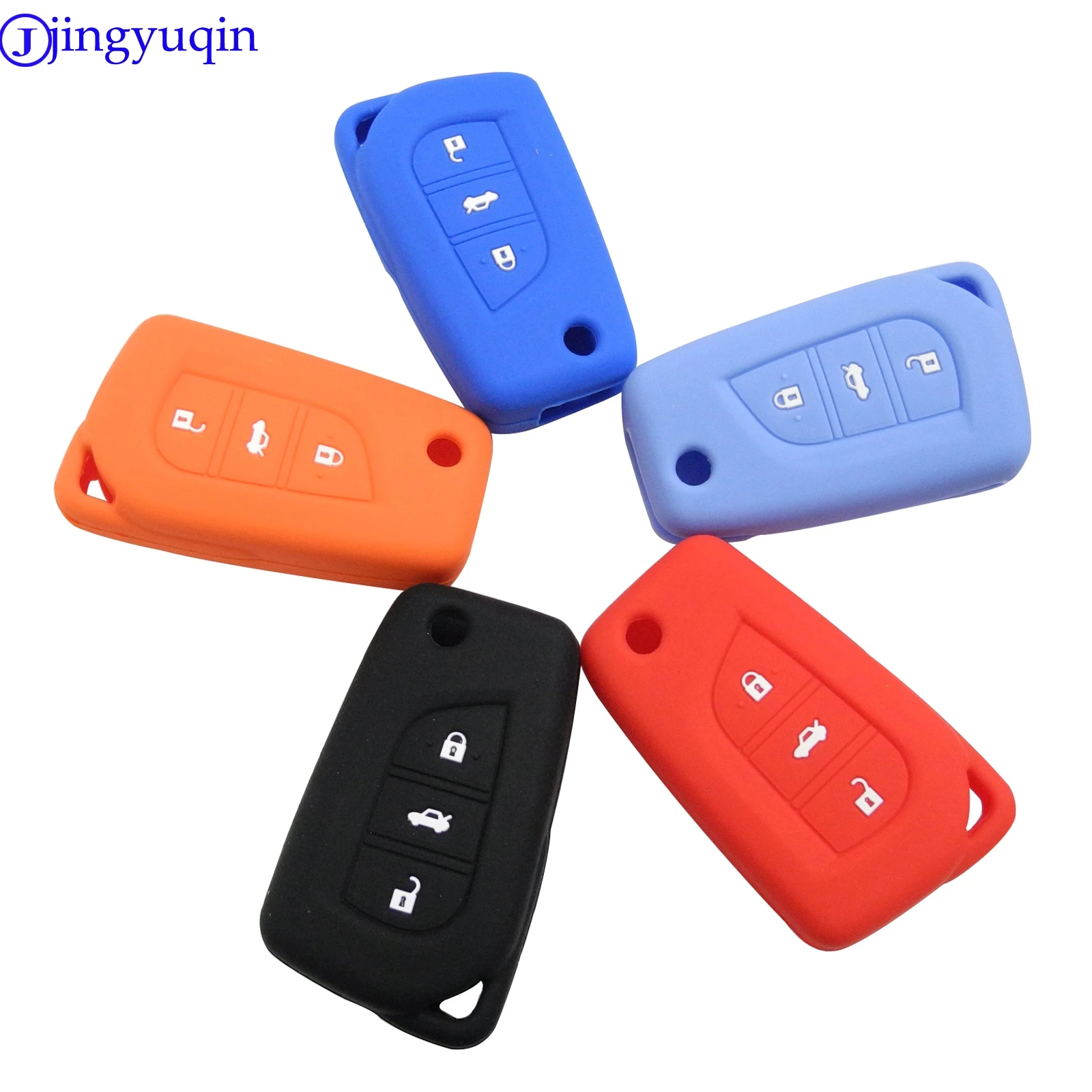 Jingyuqin 10s/lot Remote Car Silicone Folding Key Cover Case For Toyota