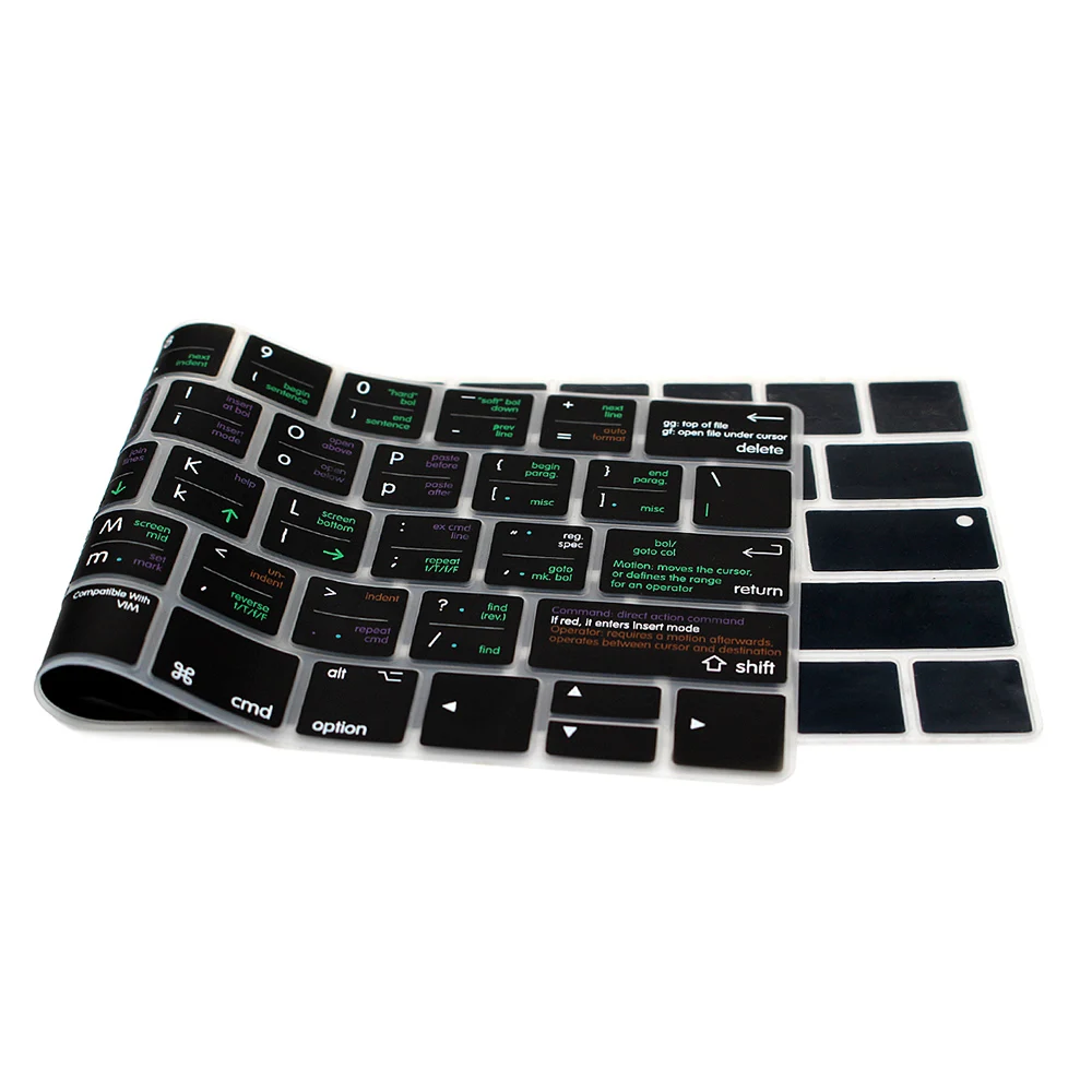 HRH VIM VI ярлыки Hotkey силиконовый чехол для клавиатуры защита кожи для Macbook Pro 1" A1706 A2159 15" A1707 с сенсорной панелью