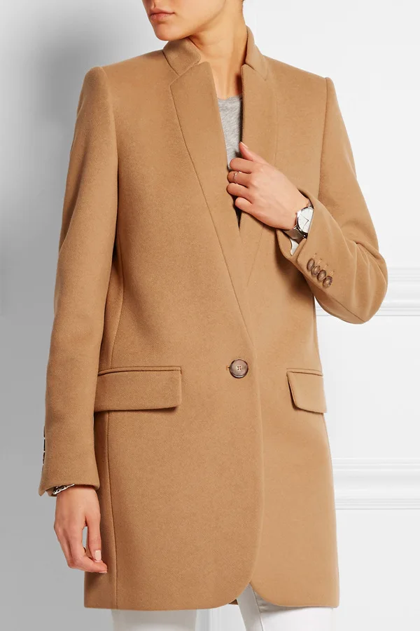 Solid Red Black Long Woolen Winter Coats Slim Warm Fashion Wool Coat and Jacket Casual Single Breasted Ladies Coats
