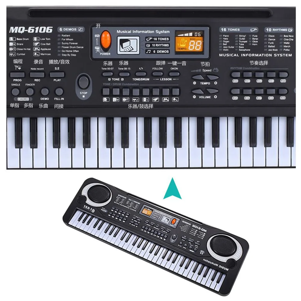 61 Keys Electronic Music Keyboard Electric Organ With Microphone Children Musical Instrument Early Educational Tool For Kids Hot | Игрушки и