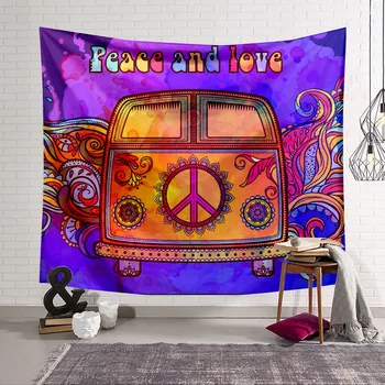 

Colorful Peace Car Tapestry 3D Printing Tapestrying Rectangular Home Decor Wall Hanging 05