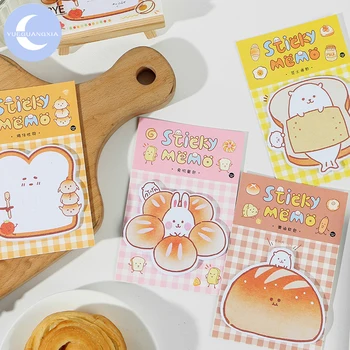 

YueGuangXia 30 Pcs Rubbit Seal Bread List Sticky Notes Notepad Kawaii Stationery Self-Adhesive Memo Pads Office School Supplies