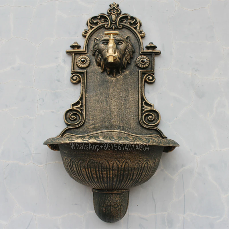 

European-style high-end craft cast iron sink/garden courtyard sink/wash basin/home furnishings wall decoration lion head