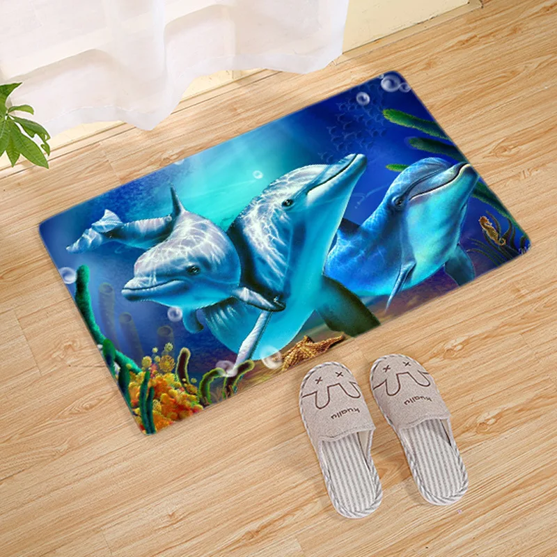 Домашний текстиль 3D ковер внутренний коврик Ванная комната прикроватные коврики мягкий фланелевый аквариум Дельфин столовая гостиная ковер