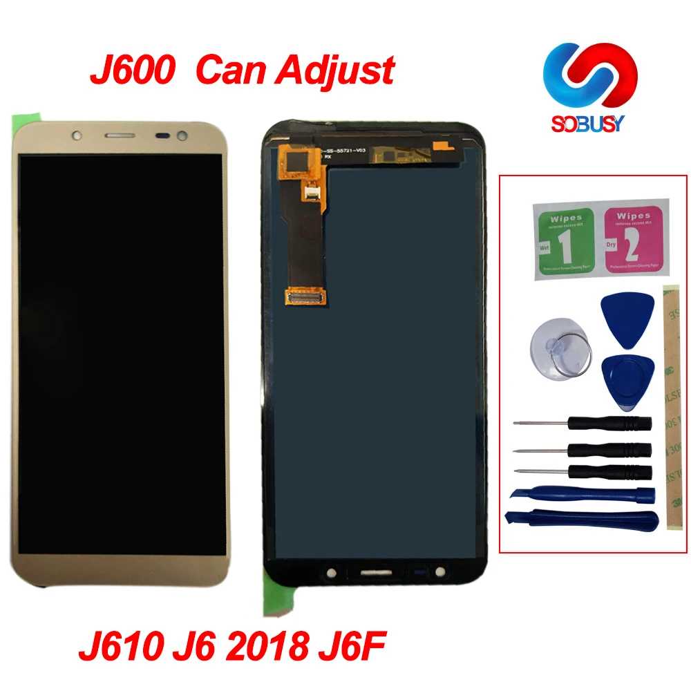 Pаспродажа J600 Регулируемая яркость ЖК дисплей для samsung Galaxy J6 2018 J600 J600F J600Y ЖК дисплей кодирующий преобразователь сенсорного экрана в сборе запчасти