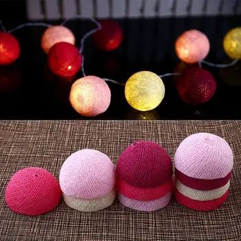

Cotton LED String Lights Fairy Decor Outdoor Indoor Pink White