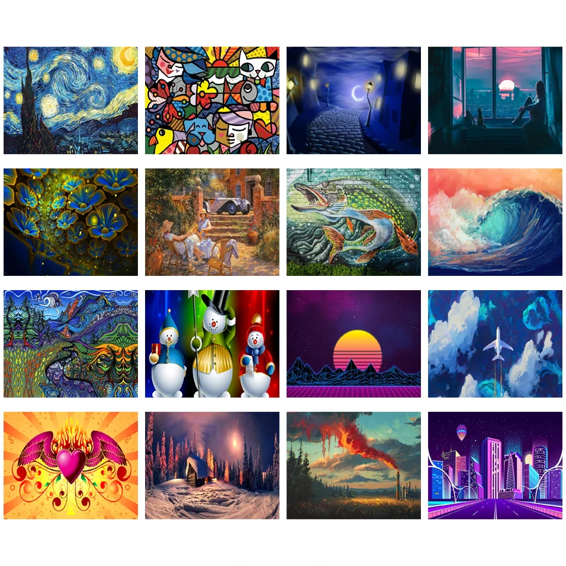 

Abstract Diamond Painting 5D Diy Cartoon Animal Scenery Cross Stitch Handmade Embroidery Square Round Diamond Home Decor