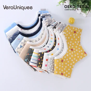 

VeraUniquee Bibs Girl Newborn Feeding Printing Burp Cloths Baby Bibs Cotton Soft Saliva Towel Adjustable Bandana Adult Baby Bib