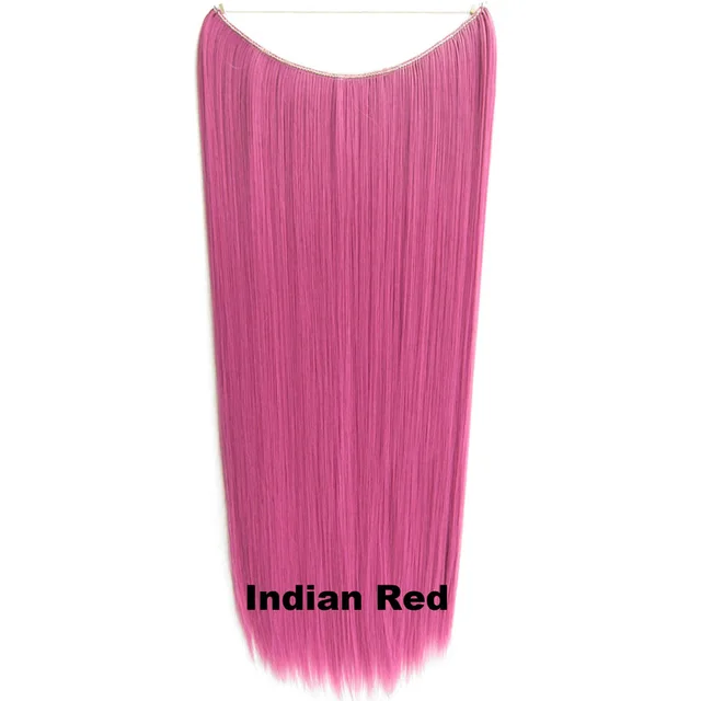 24inch 50grams 100grams Synthetic Hair Extension Gradual Color Brown Gray Blonde String Halo Hairpieces Extensions 100g-indianred