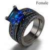 Carofeez-anillo de acero inoxidable con circón azul para hombre y mujer, sortija de boda, regalo de San Valentín ► Foto 2/6