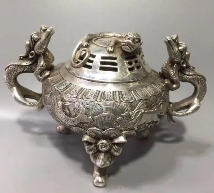 

Китайская статуя из белой меди с двойным драконом