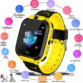 

BEESCLOVER Q12B Smart Watch for Kids Smartwatch Phone Watch for Android IOS Waterproof LBS Positioning 2G Sim Card Dail Call d25