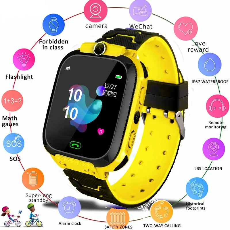 

HobbyLane Q12B Smart Watch for Kids Smartwatch Phone Watch for Android IOS Waterproof LBS Positioning 2G Sim Card Dail Call d25