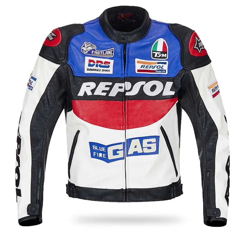 DUHAN Moto GP мотоцикл REPSOL гоночная кожаная куртка VS02 Цвет оранжевый синий M L XL XXL 3XL