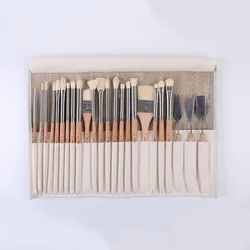 ArtSecret New Arrival 2288 24/Set Oil And Acrylic Painting Brush Hog Bristle Straw Mat Pouch&Canvas Pocket Artist Art Supplies
