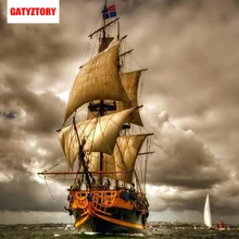 GATYZTORY 3D Алмазная живопись полная квадратная дрель DIY домашний Декор Ремесло Стразы мозаичная картина фото на заказ древний парусный корабль