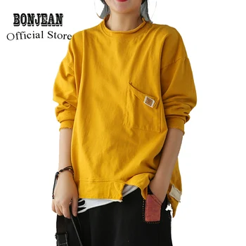 

Womens 100% Cotton Tops T Shirt Tees Pockets Asymmetric Big Loose Fashion Casual for Summer AZ23511433