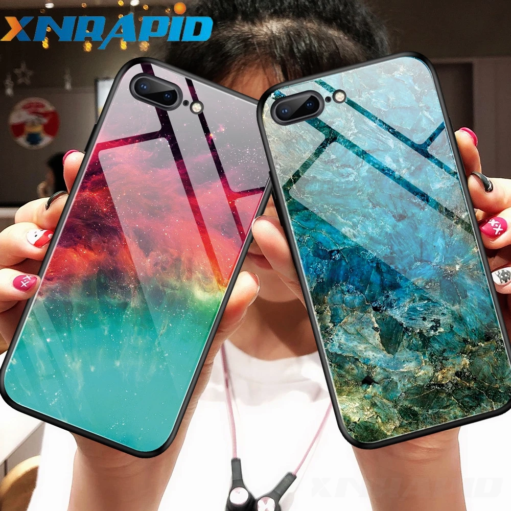 

gradient aurora shell is suitable for iPhone X XR XS XS Max 6 6S 7 8 Plus with soft side and tempered glass back cover