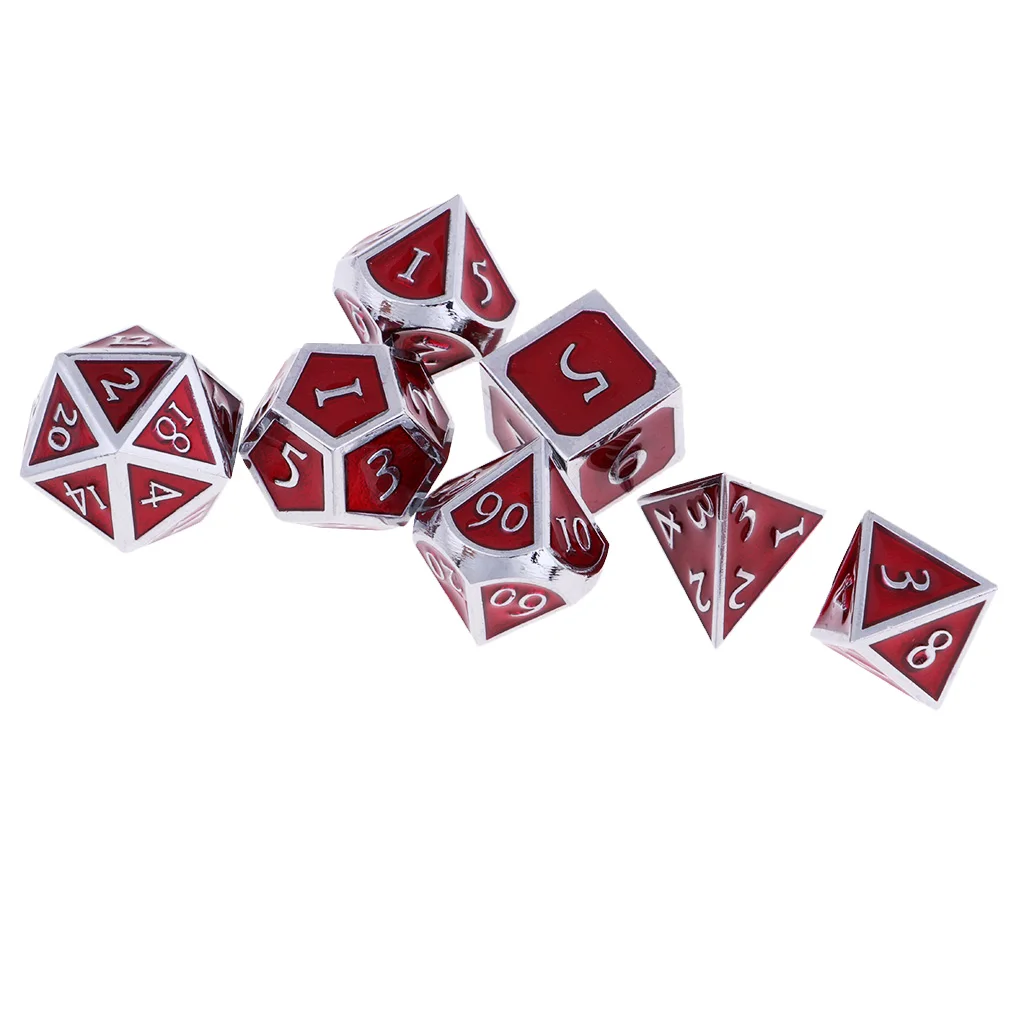 Board Gaming Dices Set of 7 Dice Poly Polyhedral Dice D4 D6 D8 D10 D12 D20 for Role Cup Player 