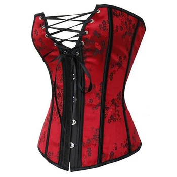 

Sexy Red Waist Trainer Corsets and Bustiers Lace Up Corset Top For Wedding Dress Plus Size Lingerie Overbust Underwear