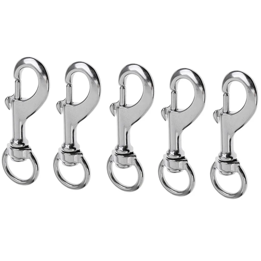 Set 5 Swivel Snap Hooks, Pet Leash Clip, Scuba Diving BCD Gear Holder Clip Accessories
