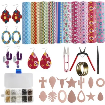 

The 10 Leather Earrings Production Kit of Artificial Leather Pads for Earrings, DIY and Crafts, Earrings Making Tools