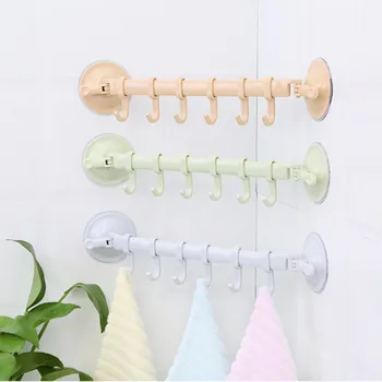 

Wall Vacuum Rack Suction Cup 6 Hooks Towel Bathroom Kitchen Holder Sucker Hanger For Kitchen Bathroom 34.5*7.1cm Accessory Jan 6
