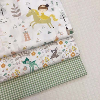

1.6m 100% cotton cute fawn twill printed fabric hand made clothes bedding decorative cotton