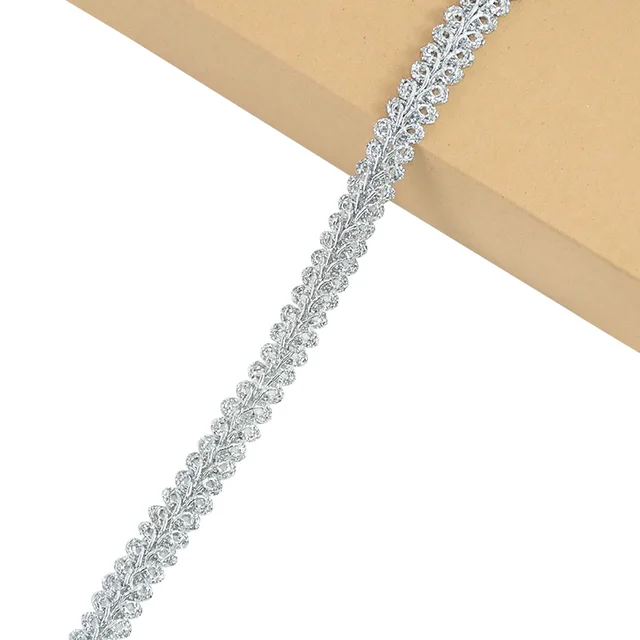 5yards Gold Silver Centipede Braided Lace Ribbon Sewing Fabric Trim DIY Clothes Handmade Accessories Wedding Party Decoration B08