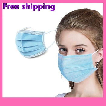 

1PCS Fast Delivery 3-layer Masks Face Mouth Masks Non Woven Disposable Anti-Dust Meltblown cloth Mass Earloops Masks