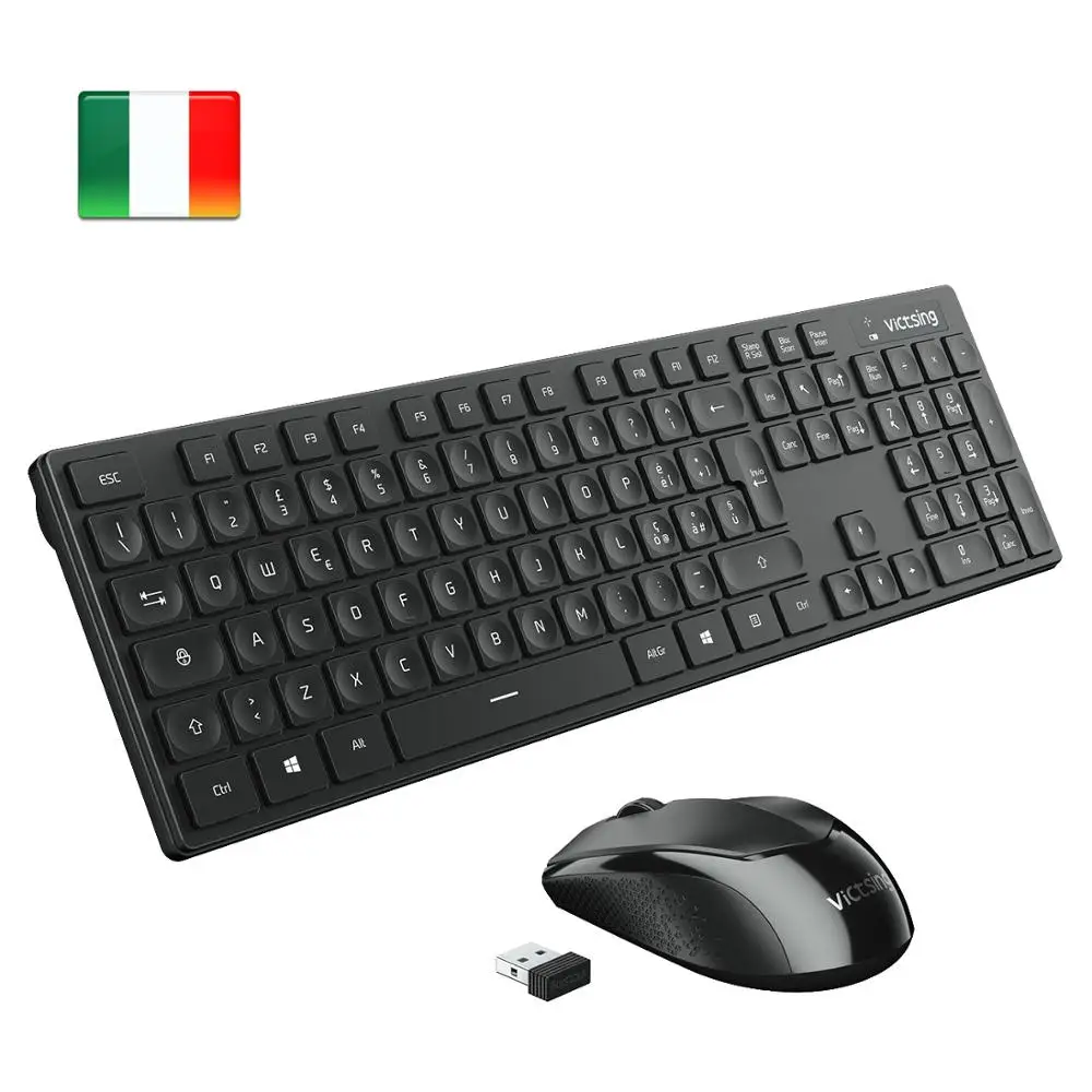 

VicTsing Italian Keyboard Mice Set Comfortable Cordless Keyboard Optical Mice Set Quick Responsive Italian game fans exclusive