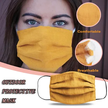 

Masque Fast delivery máscara Headband Natural Linen Adult Windproof Foggy Haze PM2.5 Face Mask mascaras de adulto Mascarilas