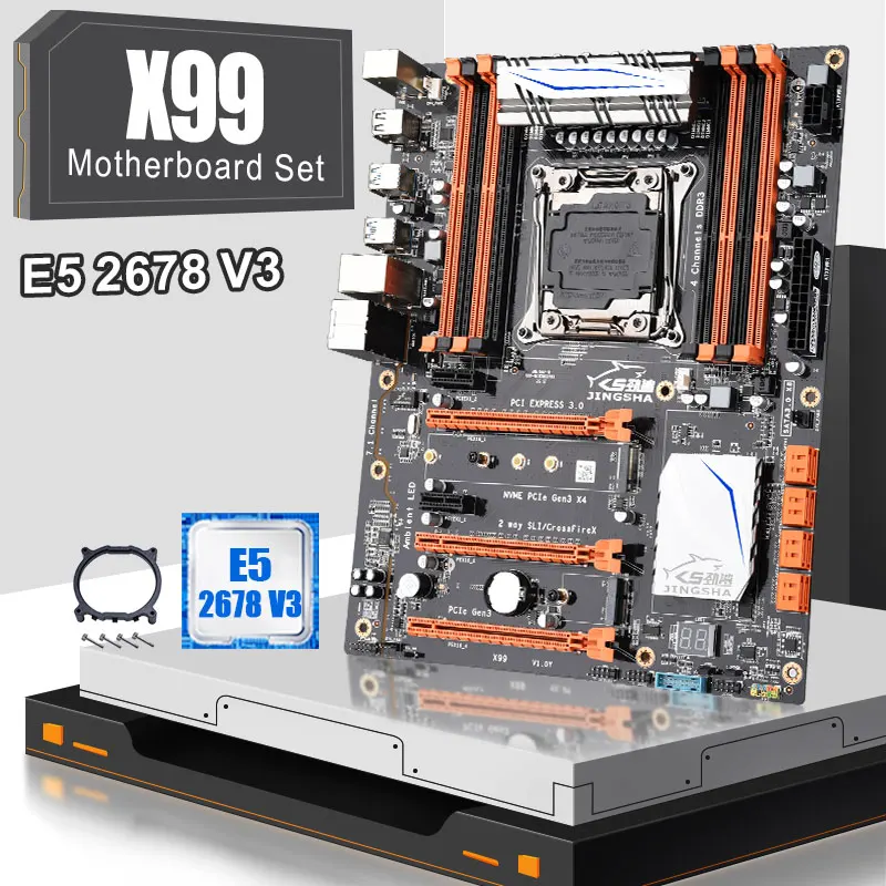 Материнская плата JINGSHA X99 LGA 2011-3 с XEON E5 2678V3 поддержка PCIE 16X DDR3 ECC REG RAM | Компьютеры и