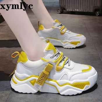 

summer shoes female 10cm breathable 2020 white new fairy casual round head Polyurethane light Increased sports shoes mujer