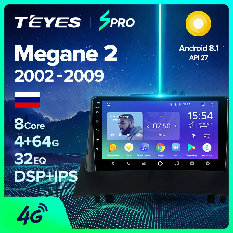 

TEYES SPRO For Renault Megane 2 2002-2009 Car Radio Multimedia Video Player Navigation GPS Android 8.1 No 2din 2 din dvd