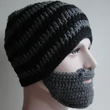 Новая мода Панк вязать крючком шапка Beanie усы теплая зимняя маска для лица лыжные зимние шапки IR-ing