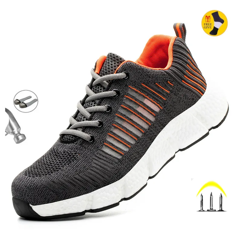 Tamaño 37-50 Indestructible los zapatos de los hombres de los zapatos de trabajo de seguridad con puntera de acero a prueba de pinchazos, botas ligero zapatillas transpirable de deporte