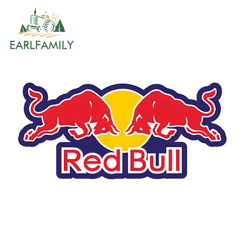 

EARLFAMILY 13cm x 6cm For RED of Bull Graphics Car Stickers and Decals 3D Vinyl Car Warp for Car Body Windshield Bumper