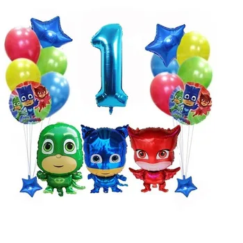 

New pajamas little hero masked man digital aluminum film birthday set balloon set decoration children's toys party decor