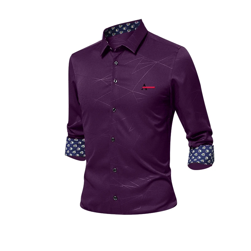 

Dudalinas Male Shirt 2020 Aramy Brand-Clothing Mens Shirts Casual Slim Fit Geometric Long Sleeve Shirts For Men Casual Shirt