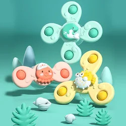 Jouets de bain Montessori pour bébé, jouets de bain pour garçon, ventouse de bain, Spinner, jouet pour enfants, hochets, anneau de dentition 