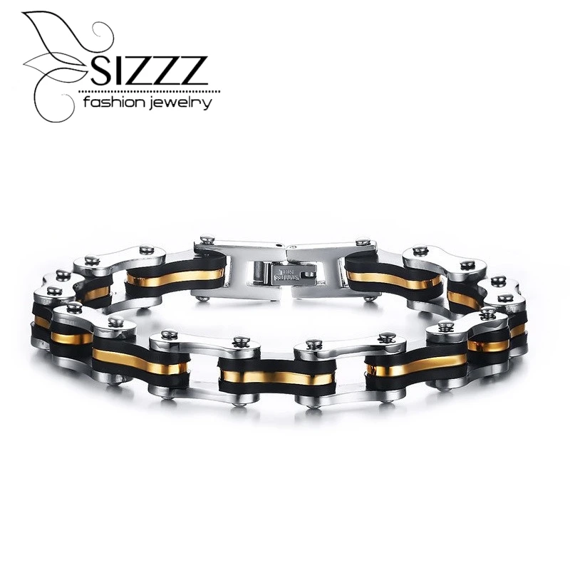 Для мужчин s браслет велосипед из нержавеющей стали цепь браслет, рок, панк мотоциклетные массивные Браслеты& Браслеты для Для мужчин ювелирные изделия