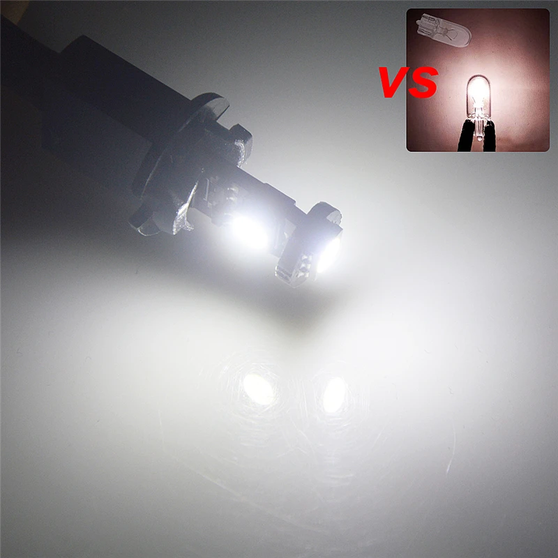 100 шт. автомобиль T10 W5W 194 светодиодный 5050 SMD 3 светодиодный Авто клиновидный для салона светильник Canbus карта багажник фонарь освещения номерного знака
