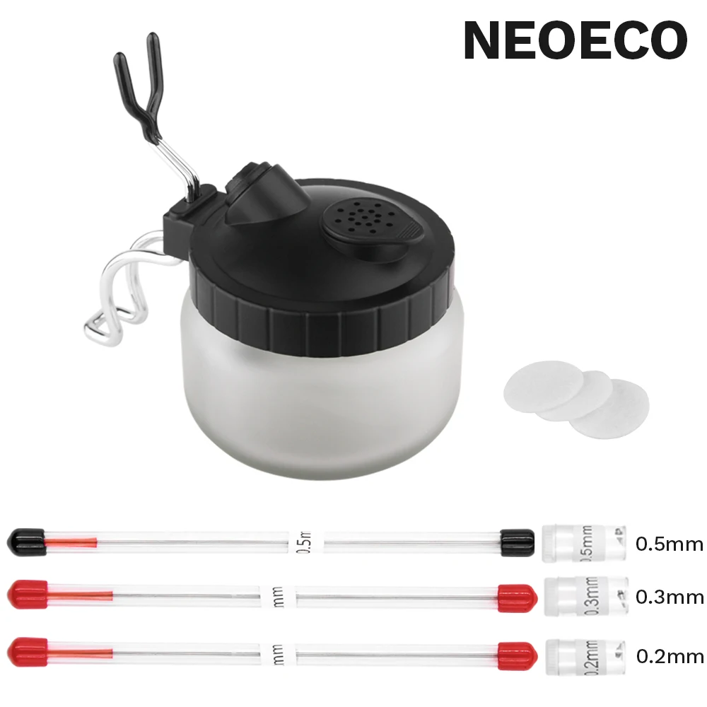 Airbrush Cleaner and Holder Set with Glass Jar