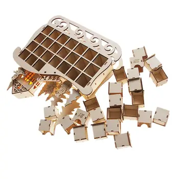 

Sleigh Wooden Advent Calendar Countdown Christmas Party Decor 24 Drawers with LED Light