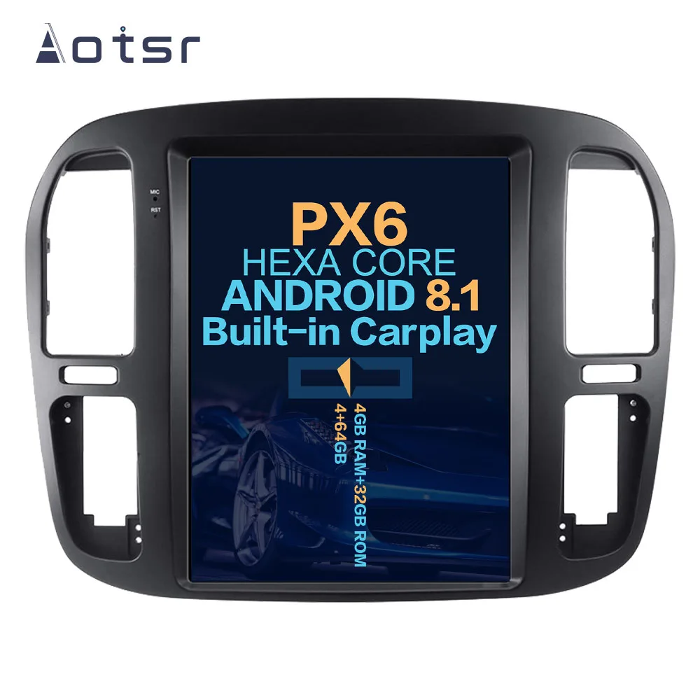Perfect Aotsr Tesla 12.1“  Vertical screen Android 8.1 Car DVD Multimedia player GPS Navigation For TOYOTA LAND CRUISER LC100 92-02 WiFi 0