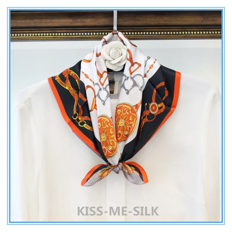 

KMS Professional women's silk scarf wild silk small square scarf bag band hairband wrap 53*53CM/15G