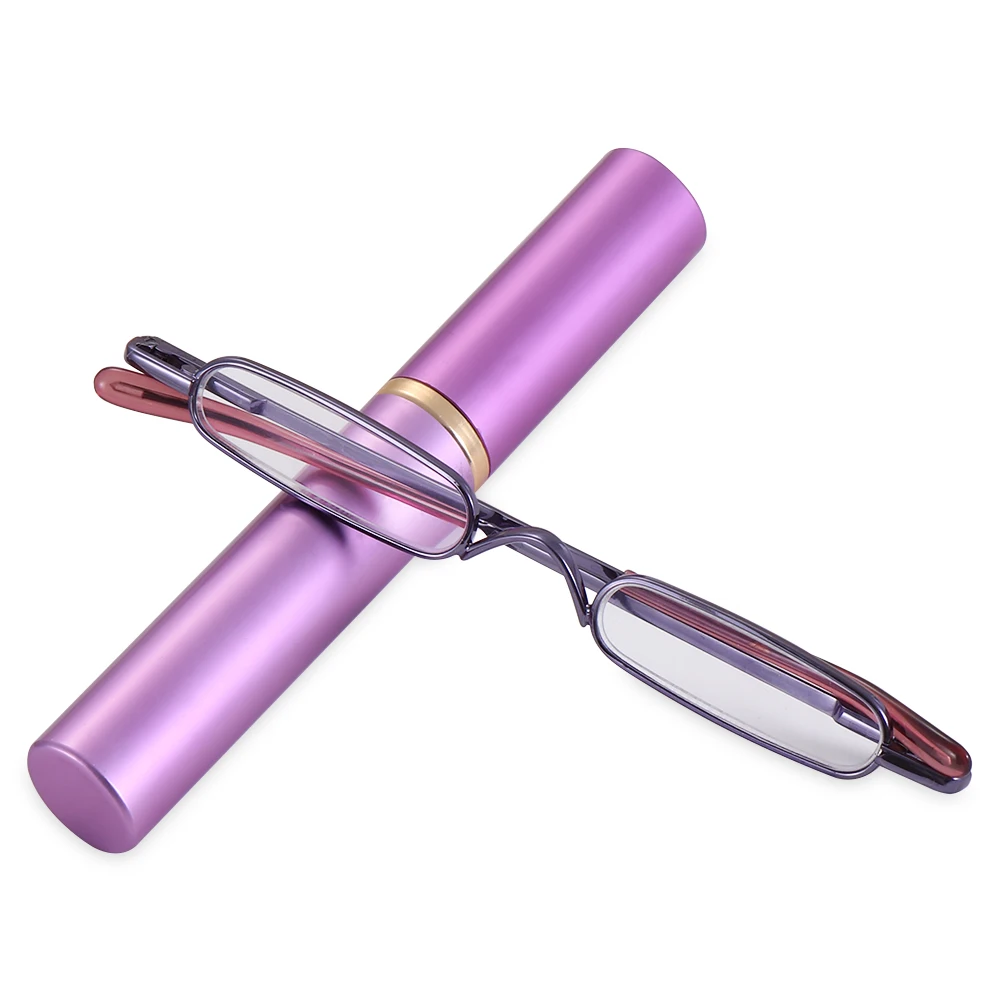 Unisex Compact Slim Pen Reading Glasses with Portable Clip Case