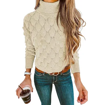 

Women Turtleneck Sweater 2019 Autumn Winter Knitted Sweaters Jumper Solid Grey Knitwear Women Fashion Casual Pullovers Plus Size