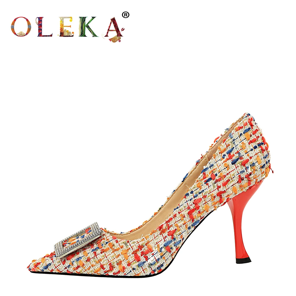 

OLEKA Thin Heels Women Shoes 2020 Fashion Style Shallow Pumps Pumps Strange Heelwedding Spring/autumn Basic Pointed Toe Shoes